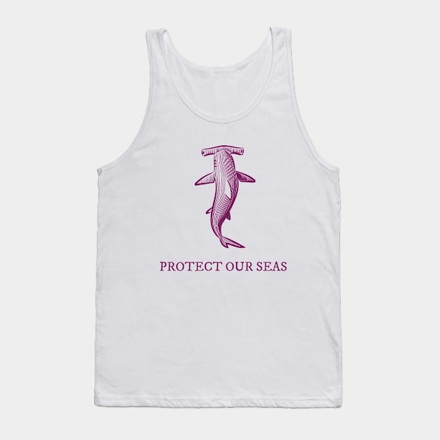 Protect Our Seas Hammerhead Shark Animal Welfare Tank Top by BlueTodyArt